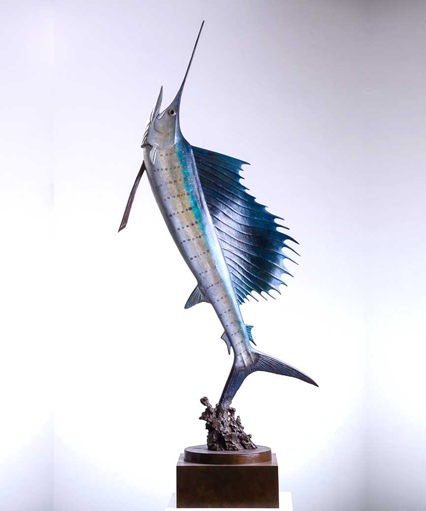 bronze sailfish sculpture
