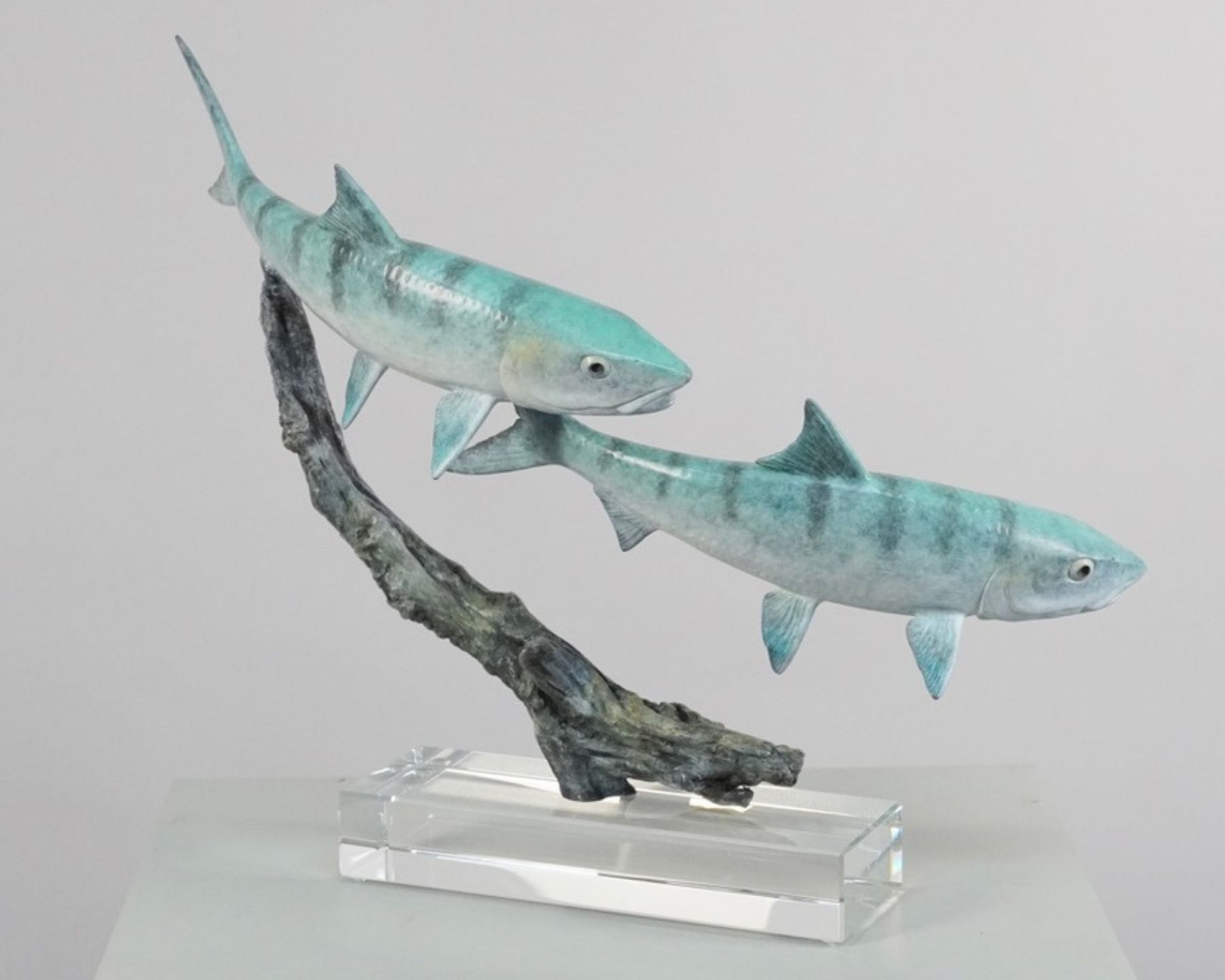 Chris Bladen sculpture bronze bonefish duo