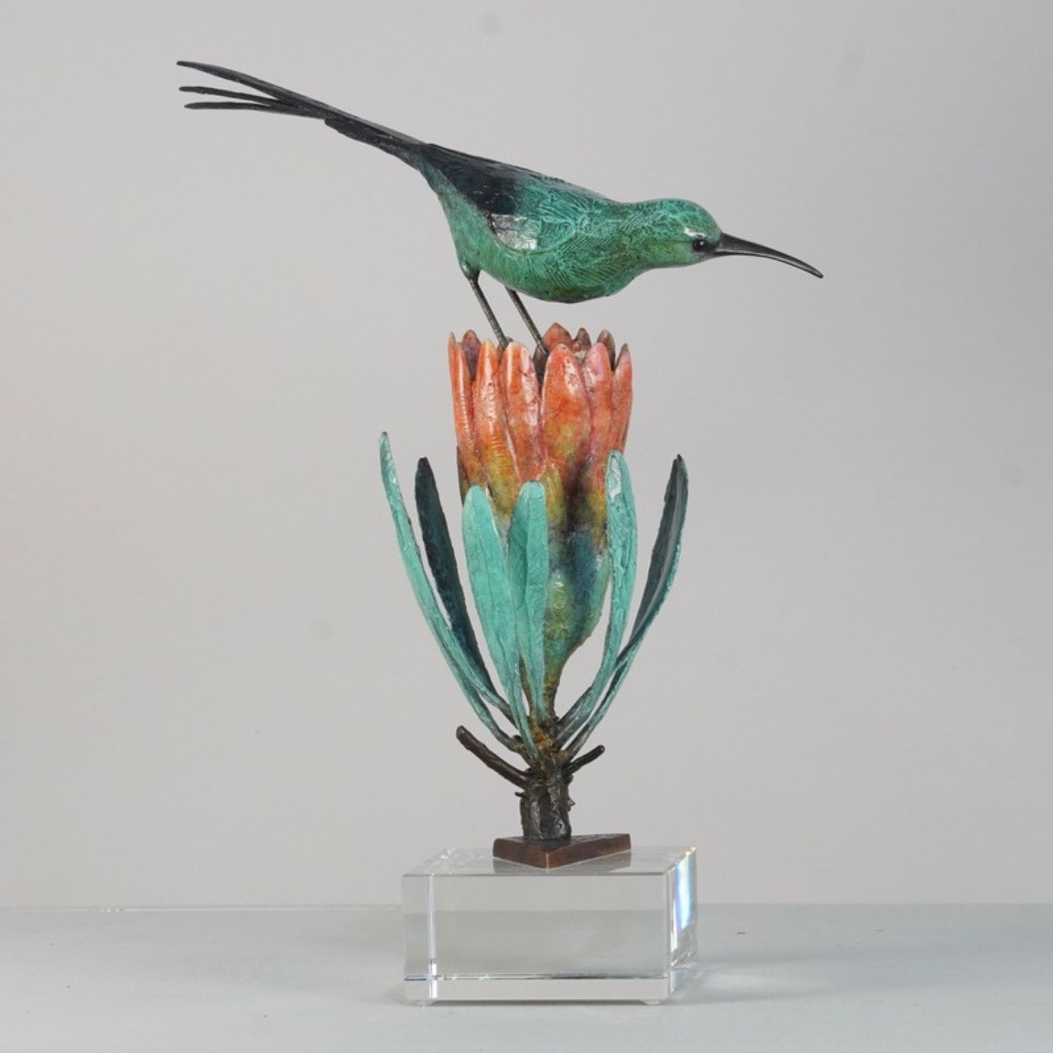 Chris Bladen sculpture bronze malachite sunbird