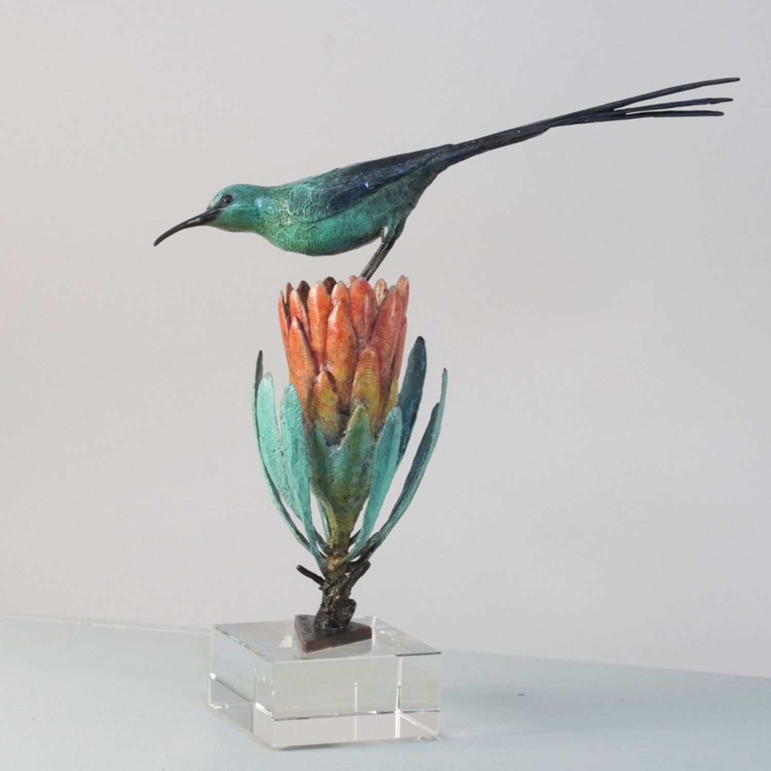 Chris Bladen sculpture bronze malachite sunbird